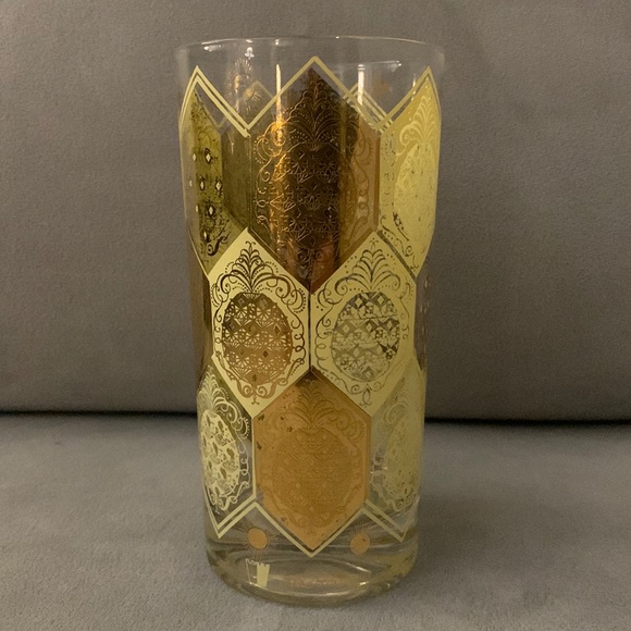 Vintage 1960’s Ned Harris Cera 22kt Gold Pineapple Tumbler Cocktail Glass - Picture 1 of 7